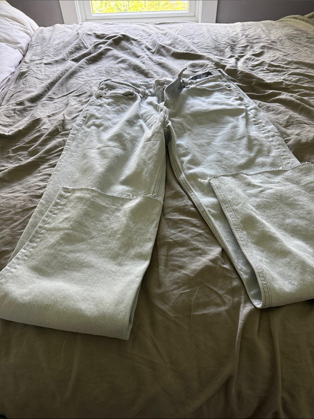 Abercrombie & Fitch Light Sage Green Wide-Leg Jeans
